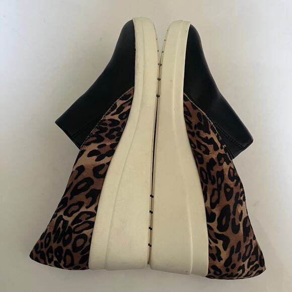 Naturalizer 'Sandra' Women's 10M Leopard Print Slip On Comfort Wedge Black Shoe - Picture 3 of 6